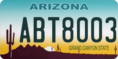 AZ license plate ABT8003