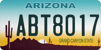 AZ license plate ABT8017