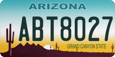 AZ license plate ABT8027