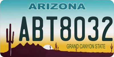 AZ license plate ABT8032