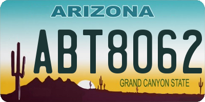 AZ license plate ABT8062