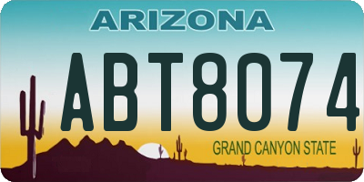 AZ license plate ABT8074
