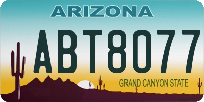 AZ license plate ABT8077
