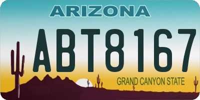AZ license plate ABT8167