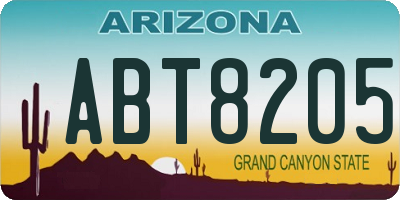 AZ license plate ABT8205