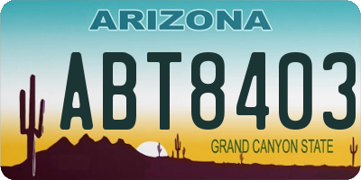 AZ license plate ABT8403