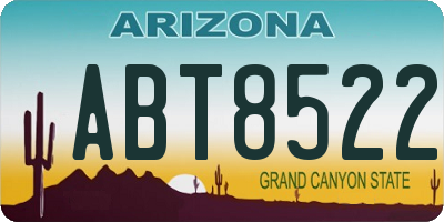 AZ license plate ABT8522