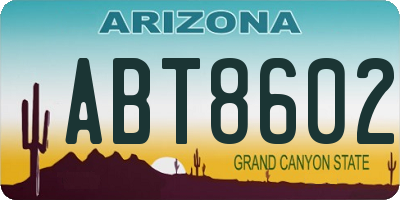 AZ license plate ABT8602