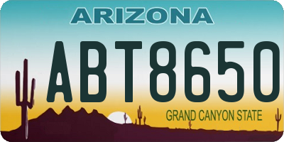 AZ license plate ABT8650