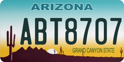 AZ license plate ABT8707