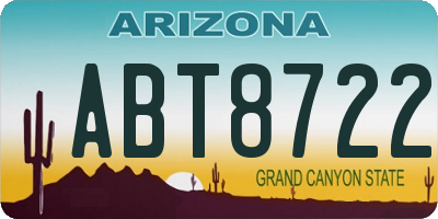 AZ license plate ABT8722