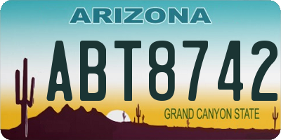 AZ license plate ABT8742