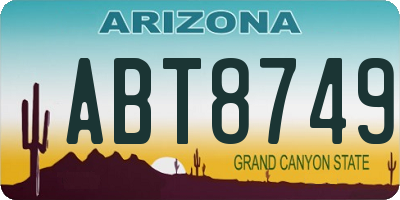 AZ license plate ABT8749