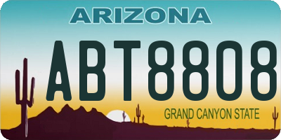 AZ license plate ABT8808