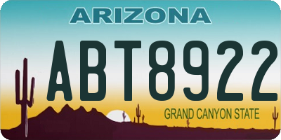AZ license plate ABT8922