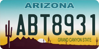 AZ license plate ABT8931