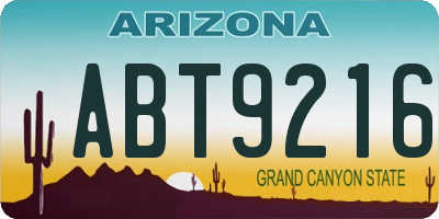 AZ license plate ABT9216
