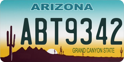 AZ license plate ABT9342