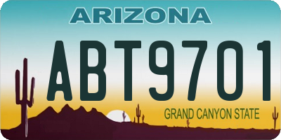 AZ license plate ABT9701