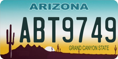 AZ license plate ABT9749