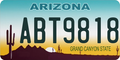 AZ license plate ABT9818