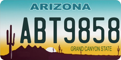 AZ license plate ABT9858