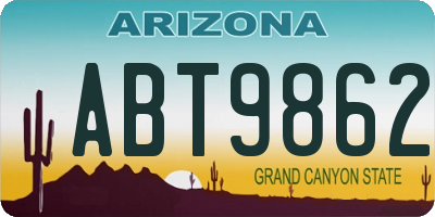 AZ license plate ABT9862