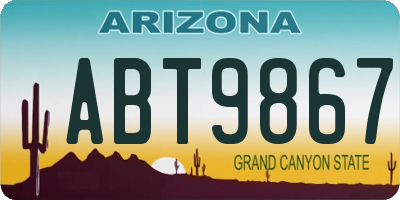AZ license plate ABT9867