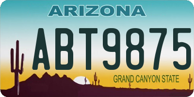AZ license plate ABT9875