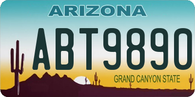 AZ license plate ABT9890