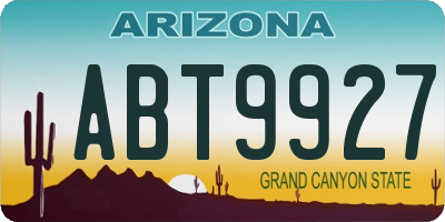 AZ license plate ABT9927