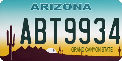 AZ license plate ABT9934
