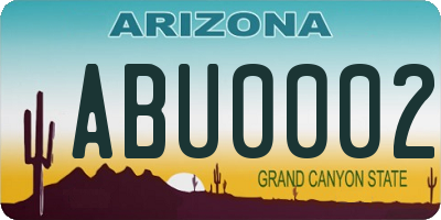 AZ license plate ABU0002