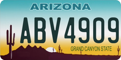 AZ license plate ABV4909