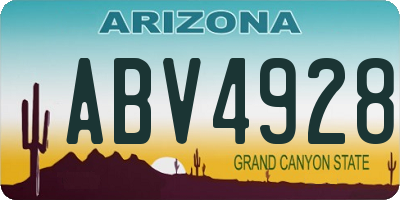 AZ license plate ABV4928