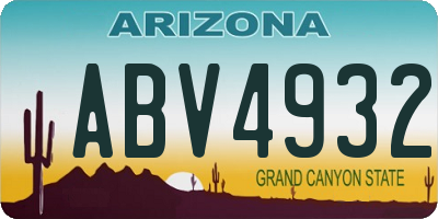 AZ license plate ABV4932