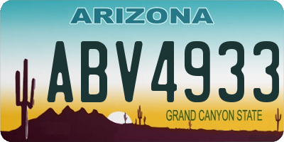 AZ license plate ABV4933