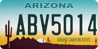 AZ license plate ABV5014