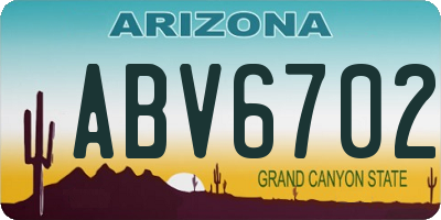 AZ license plate ABV6702