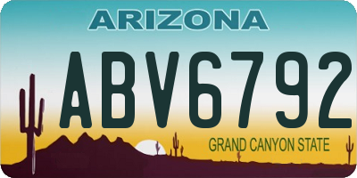 AZ license plate ABV6792