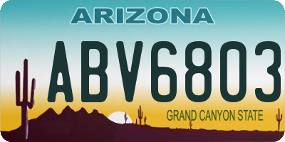 AZ license plate ABV6803