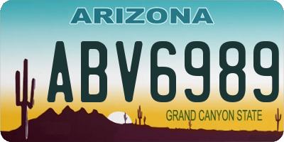 AZ license plate ABV6989