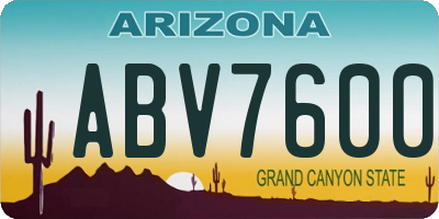 AZ license plate ABV7600