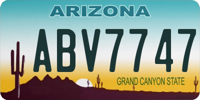 AZ license plate ABV7747