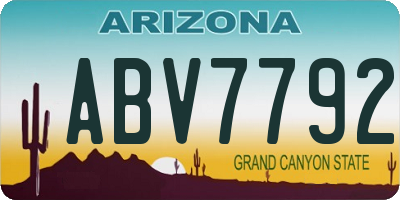 AZ license plate ABV7792