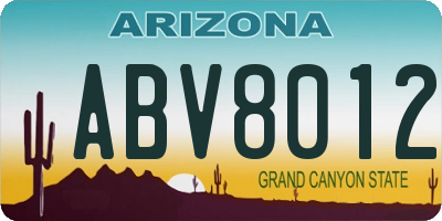 AZ license plate ABV8012