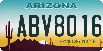 AZ license plate ABV8016