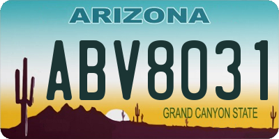 AZ license plate ABV8031