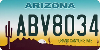 AZ license plate ABV8034