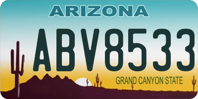 AZ license plate ABV8533
